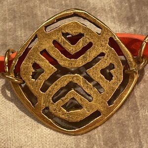 Orange & Goldtone Abstract Choker Necklace